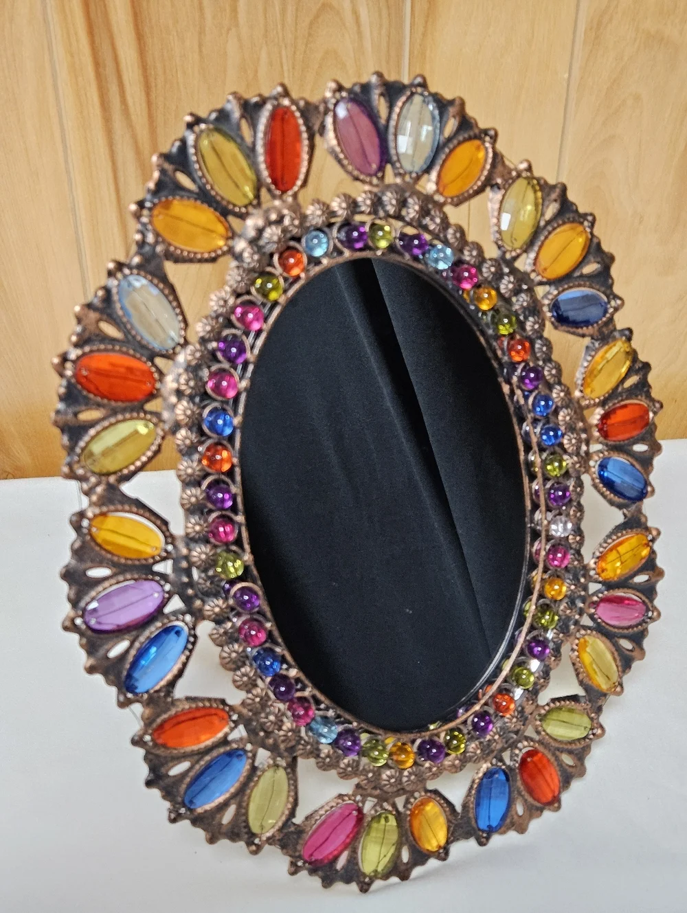 Pier 1 Imports Oval Jeweled Mirror Boho Bohemian 15